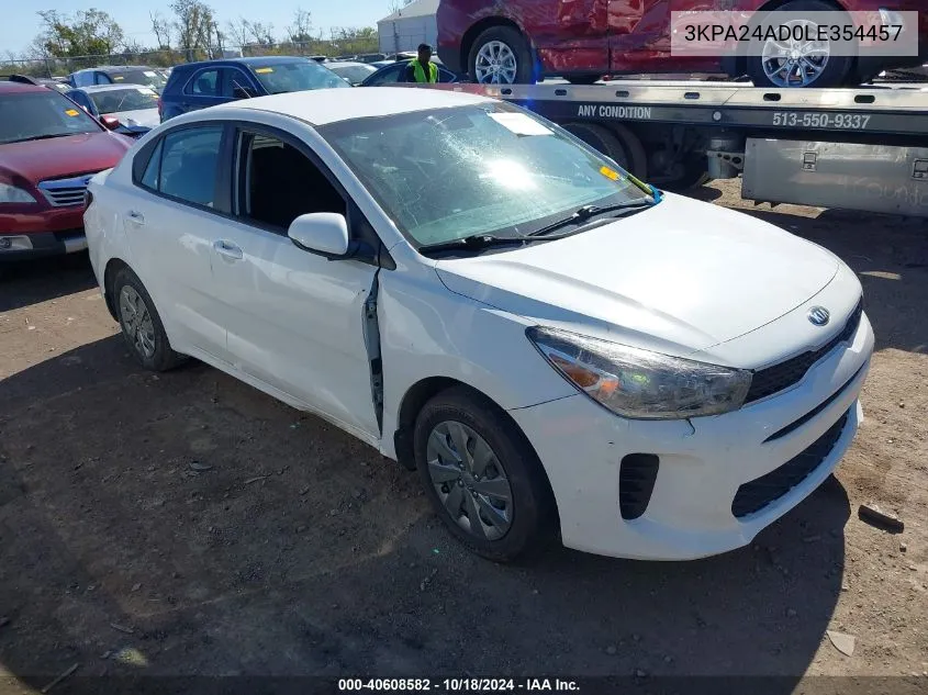 2020 Kia Rio Lx VIN: 3KPA24AD0LE354457 Lot: 40608582