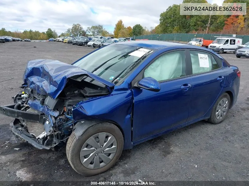 2020 Kia Rio S VIN: 3KPA24AD8LE362628 Lot: 40617145