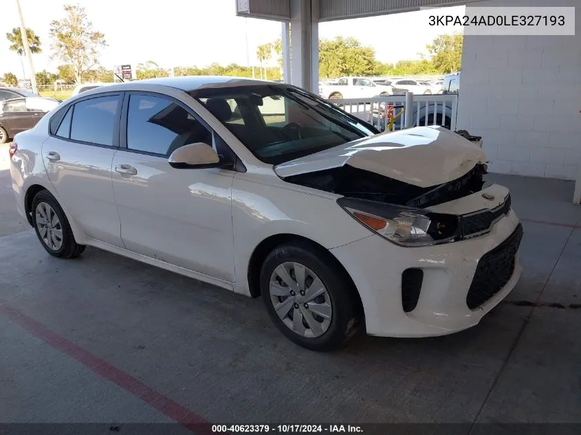 2020 Kia Rio Lx/S VIN: 3KPA24AD0LE327193 Lot: 40623379