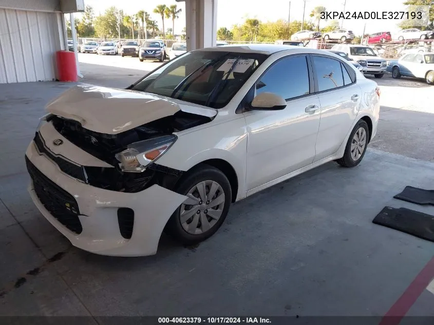 2020 Kia Rio Lx/S VIN: 3KPA24AD0LE327193 Lot: 40623379