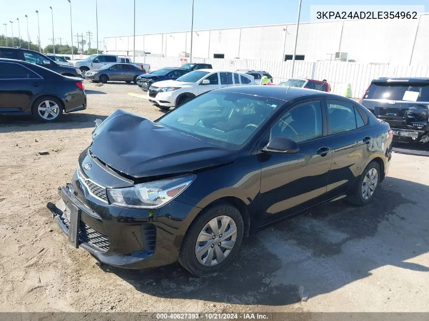 2020 Kia Rio S VIN: 3KPA24AD2LE354962 Lot: 40627393