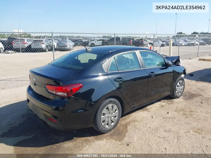 3KPA24AD2LE354962 2020 Kia Rio S