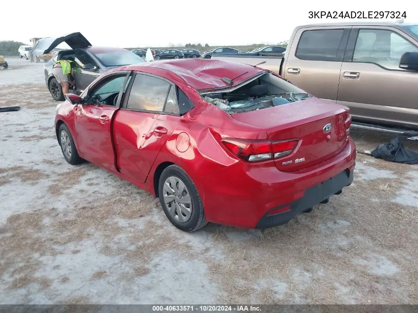 2020 Kia Rio Lx/S VIN: 3KPA24AD2LE297324 Lot: 40633571