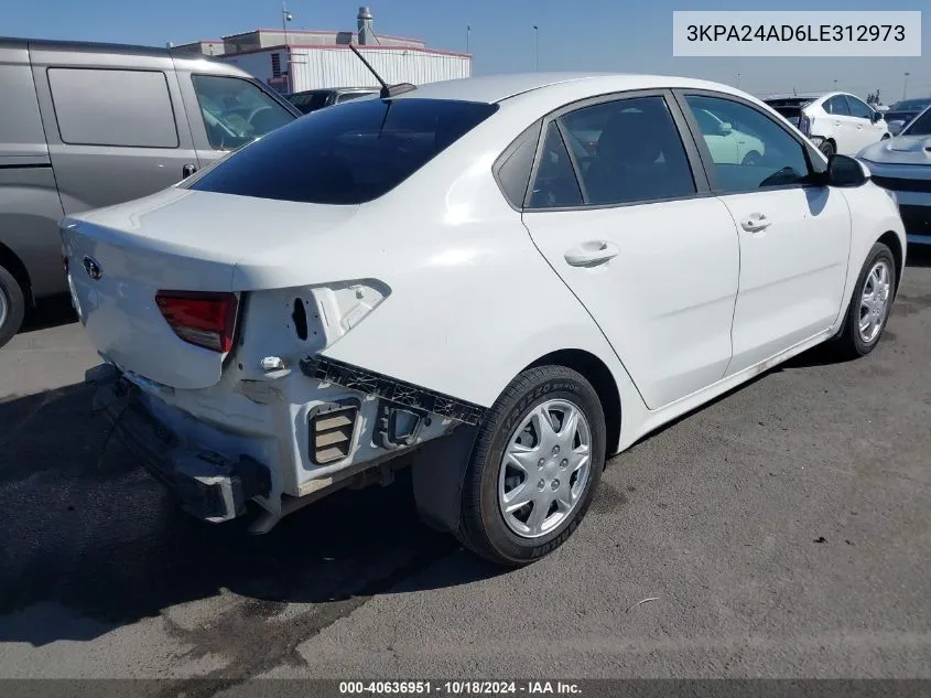 2020 Kia Rio Lx VIN: 3KPA24AD6LE312973 Lot: 40636951