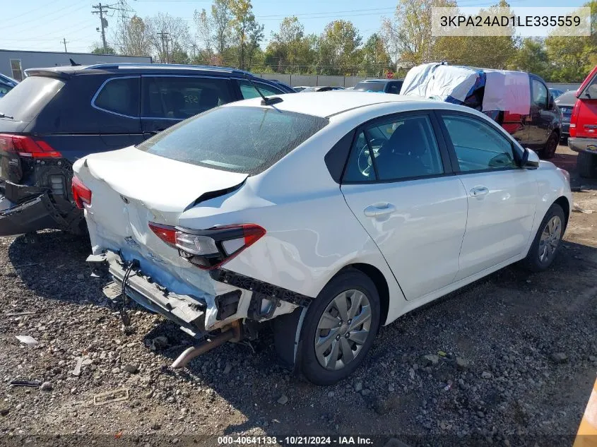 2020 Kia Rio Lx VIN: 3KPA24AD1LE335559 Lot: 40641133