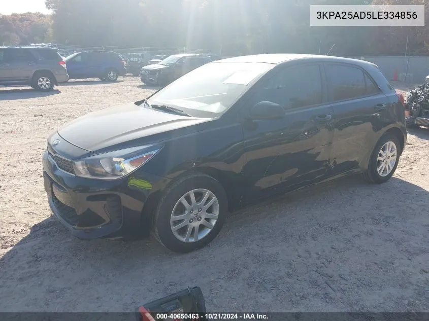 2020 Kia Rio 5-Door S VIN: 3KPA25AD5LE334856 Lot: 40650463