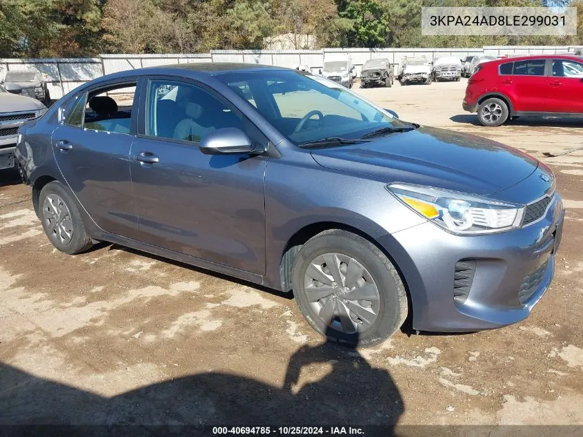 2020 Kia Rio S VIN: 3KPA24AD8LE299031 Lot: 40694785