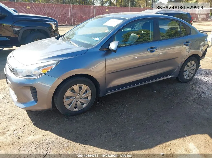 2020 Kia Rio S VIN: 3KPA24AD8LE299031 Lot: 40694785