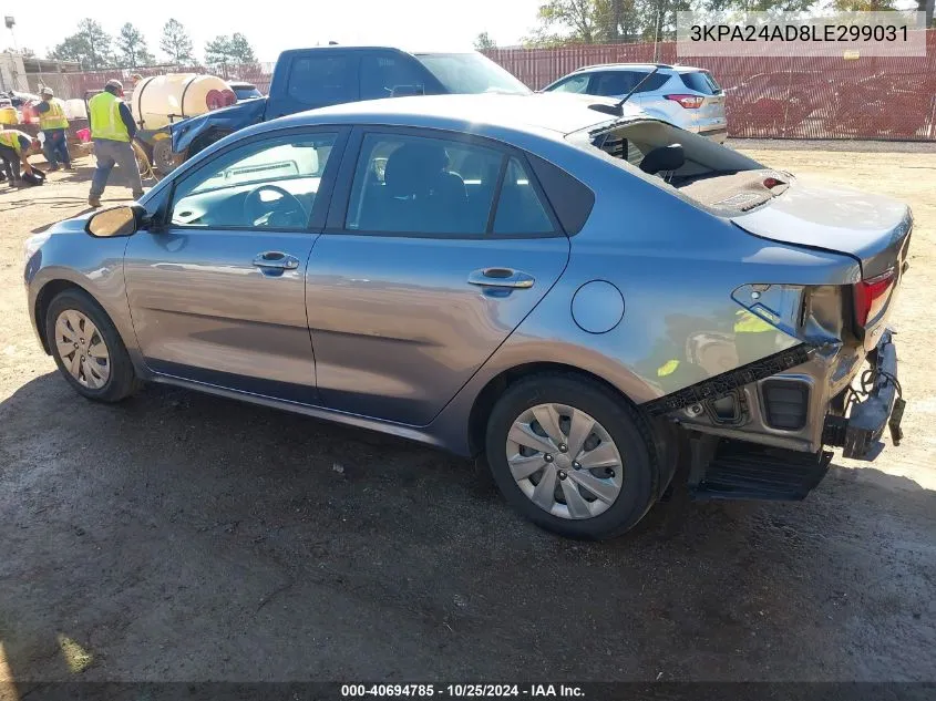 2020 Kia Rio S VIN: 3KPA24AD8LE299031 Lot: 40694785