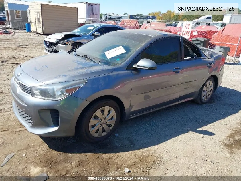 2020 Kia Rio S VIN: 3KPA24ADXLE321126 Lot: 40699876