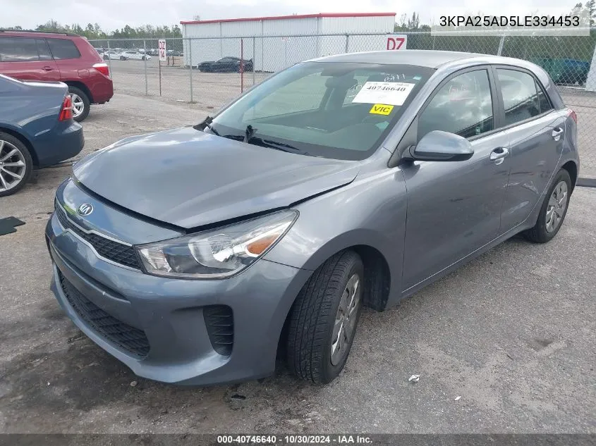 2020 Kia Rio 5-Door S VIN: 3KPA25AD5LE334453 Lot: 40746640