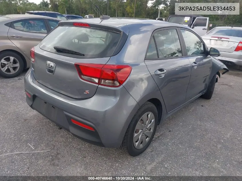 2020 Kia Rio 5-Door S VIN: 3KPA25AD5LE334453 Lot: 40746640