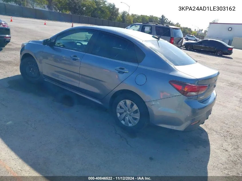 2020 Kia Rio S VIN: 3KPA24AD1LE303162 Lot: 40846522