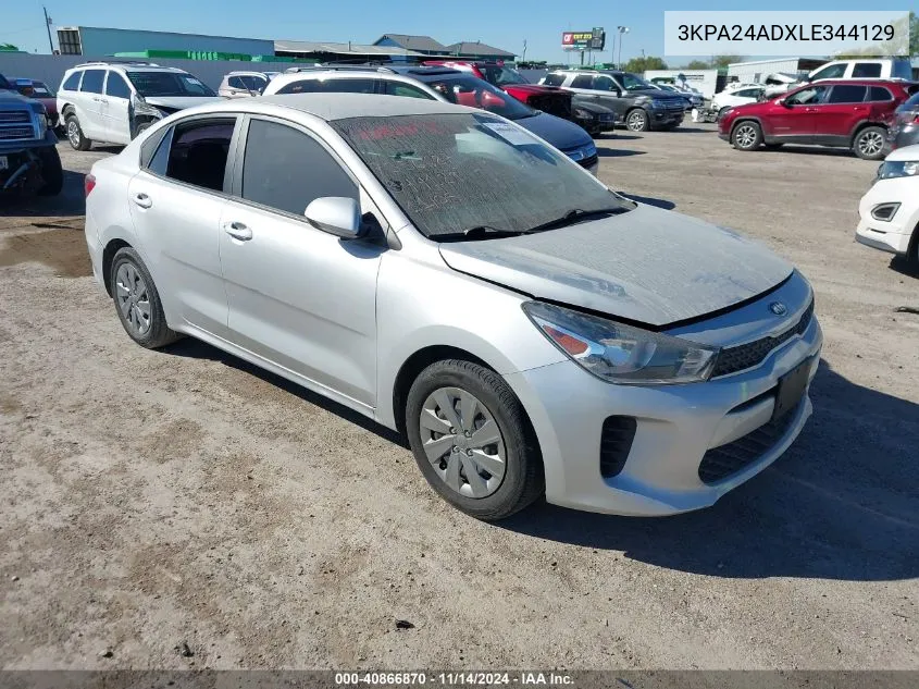 2020 Kia Rio Lx VIN: 3KPA24ADXLE344129 Lot: 40866870