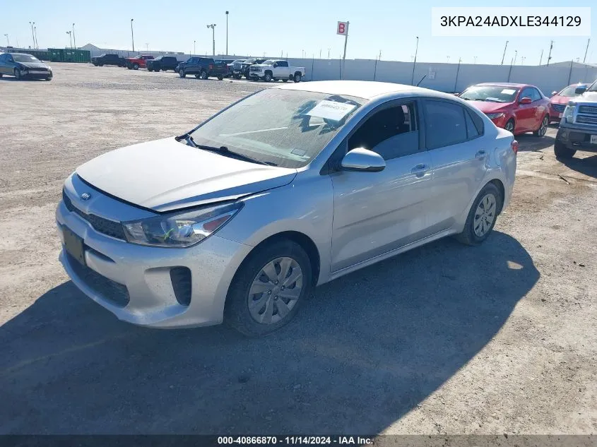 2020 Kia Rio Lx VIN: 3KPA24ADXLE344129 Lot: 40866870