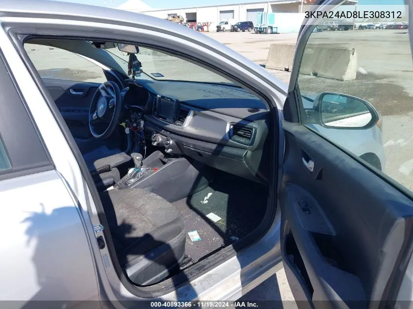 2020 Kia Rio Lx VIN: 3KPA24AD8LE308312 Lot: 40893366