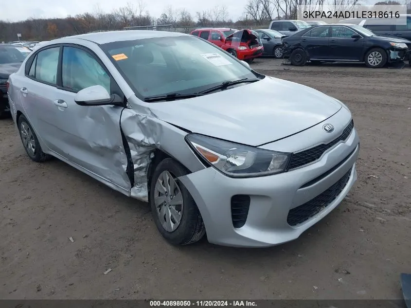 2020 Kia Rio S VIN: 3KPA24AD1LE318616 Lot: 40898050