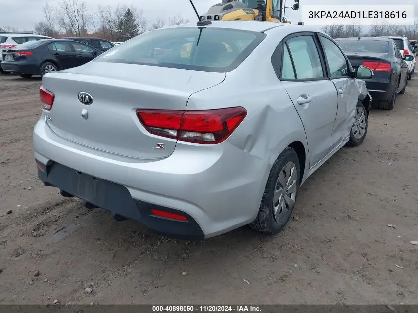 2020 Kia Rio S VIN: 3KPA24AD1LE318616 Lot: 40898050