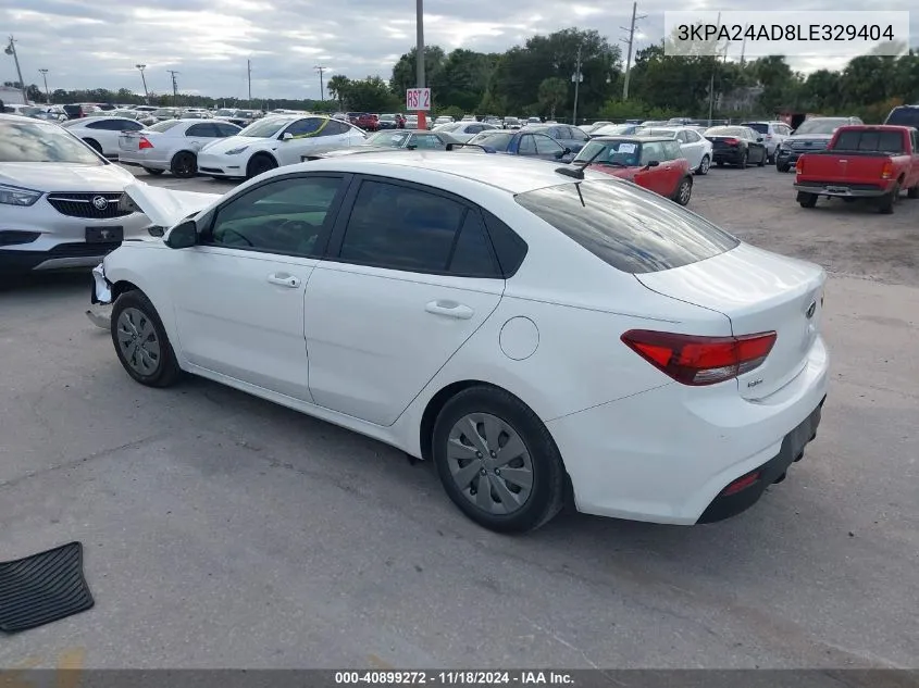 2020 Kia Rio Lx VIN: 3KPA24AD8LE329404 Lot: 40899272