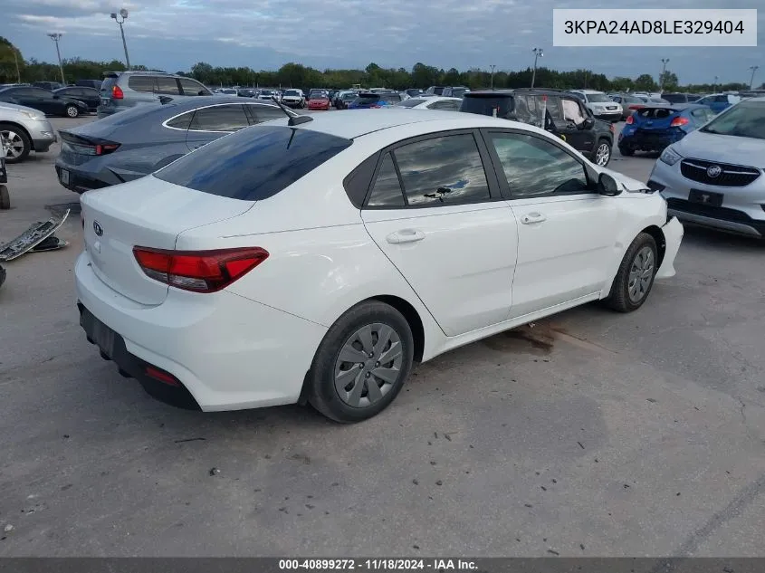 2020 Kia Rio Lx VIN: 3KPA24AD8LE329404 Lot: 40899272