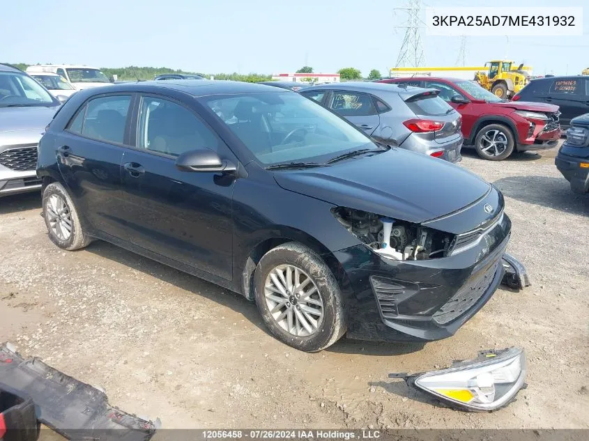 2021 Kia Rio VIN: 3KPA25AD7ME431932 Lot: 12056458