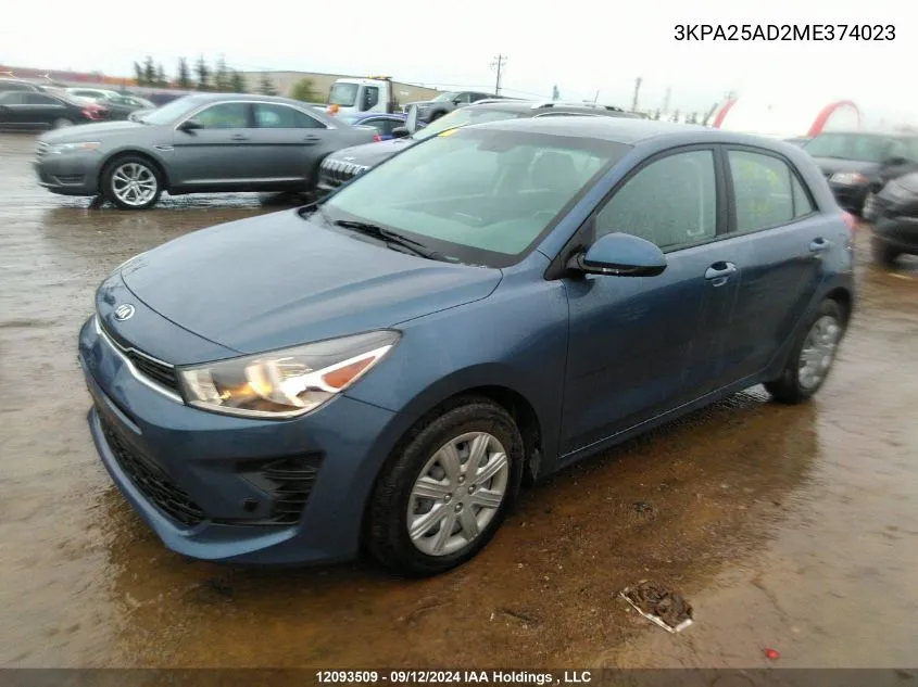 2021 Kia Rio S VIN: 3KPA25AD2ME374023 Lot: 12093509