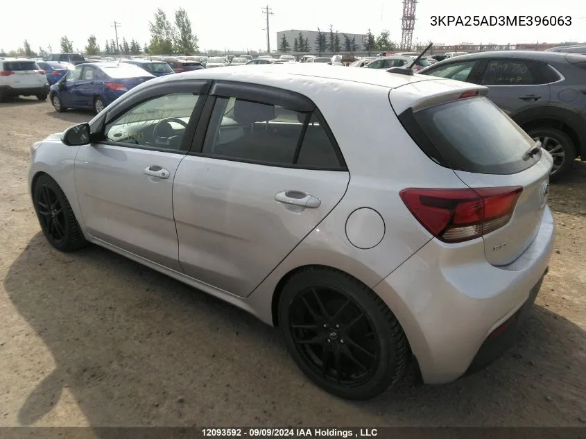 2021 Kia Rio 5-Door VIN: 3KPA25AD3ME396063 Lot: 12093592