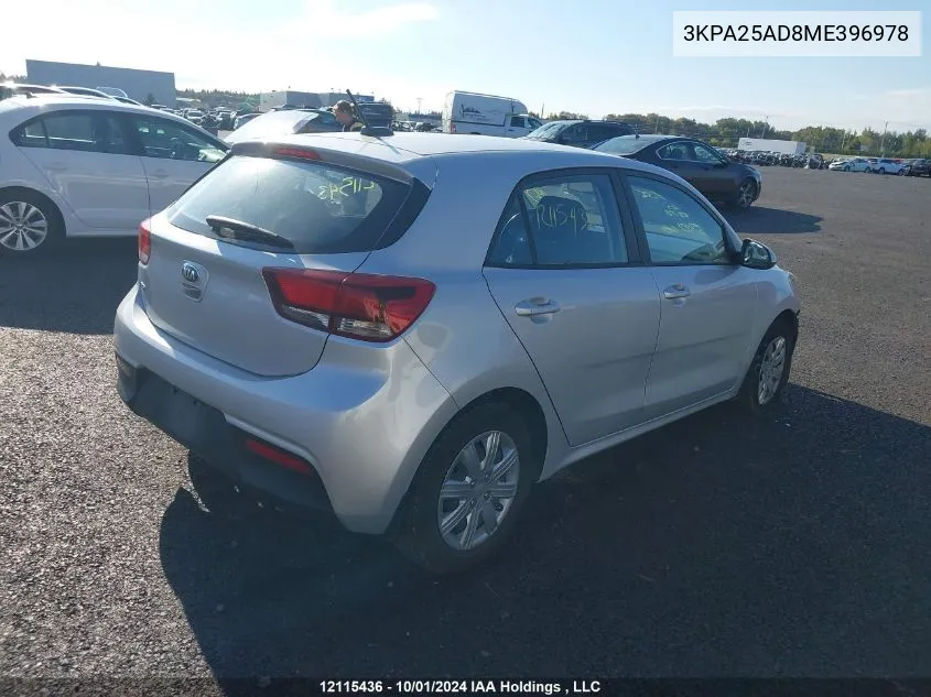 2021 Kia Rio S VIN: 3KPA25AD8ME396978 Lot: 12115436