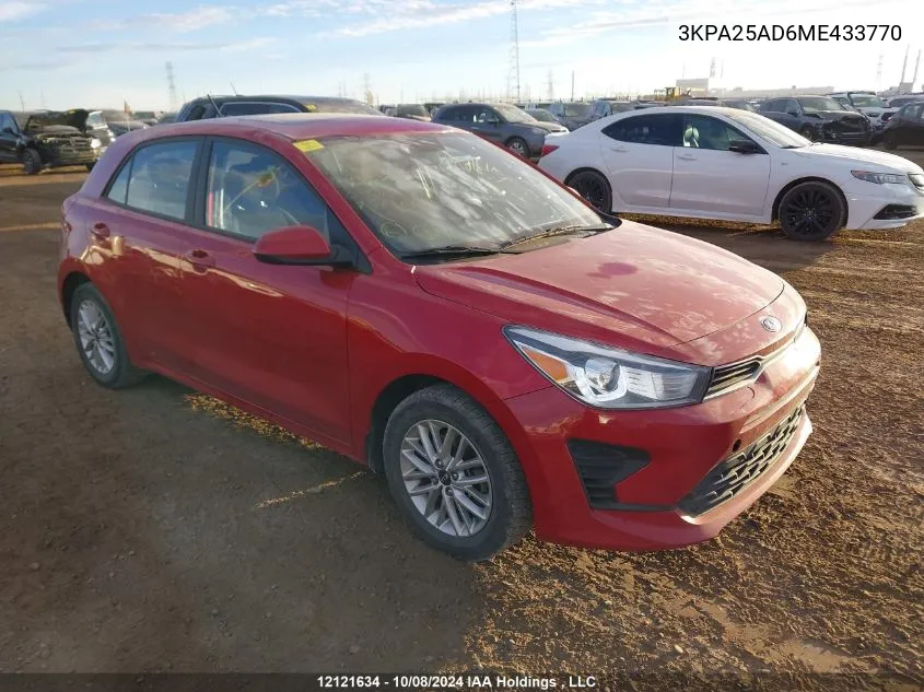 2021 Kia Rio S VIN: 3KPA25AD6ME433770 Lot: 12121634