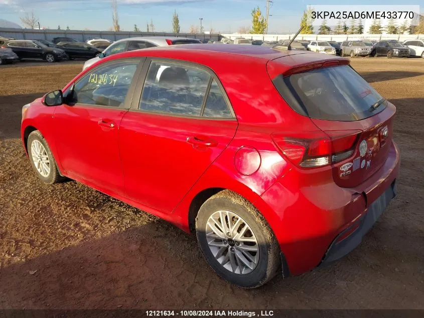 2021 Kia Rio S VIN: 3KPA25AD6ME433770 Lot: 12121634