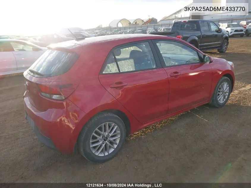 2021 Kia Rio S VIN: 3KPA25AD6ME433770 Lot: 12121634