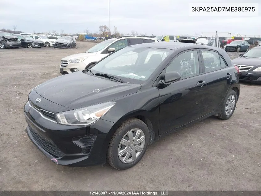 2021 Kia Rio S VIN: 3KPA25AD7ME386975 Lot: 12146007