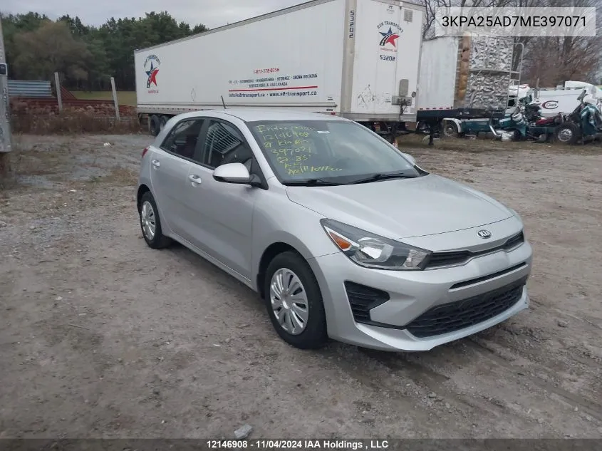 2021 Kia Rio 5-Door VIN: 3KPA25AD7ME397071 Lot: 12146908