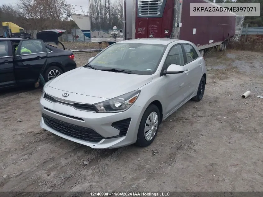 2021 Kia Rio 5-Door VIN: 3KPA25AD7ME397071 Lot: 12146908