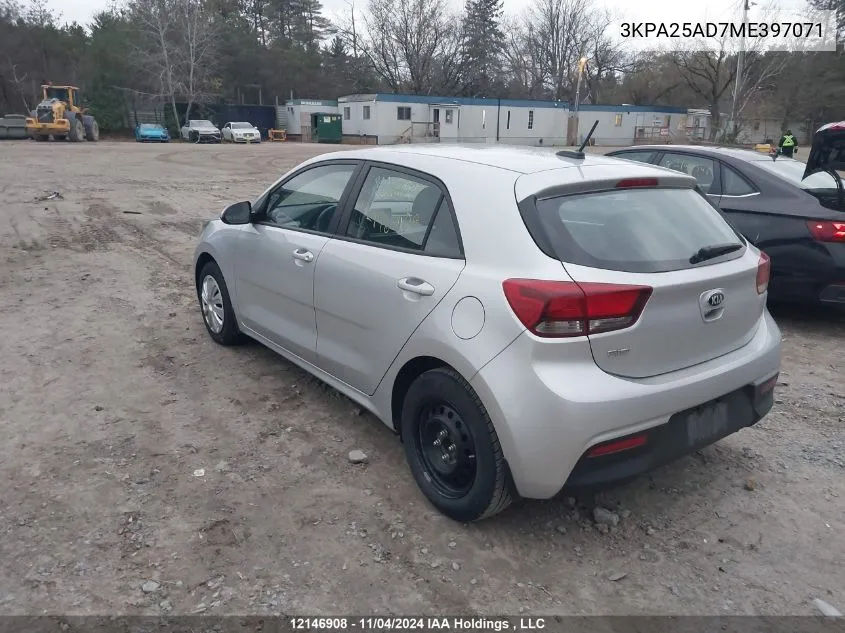 2021 Kia Rio 5-Door VIN: 3KPA25AD7ME397071 Lot: 12146908