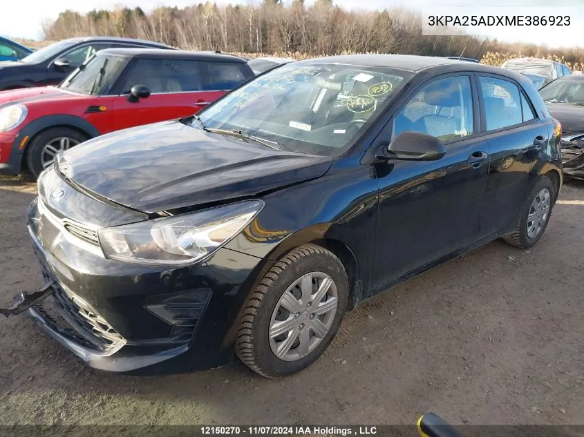 2021 Kia Rio 5-Door VIN: 3KPA25ADXME386923 Lot: 12150270