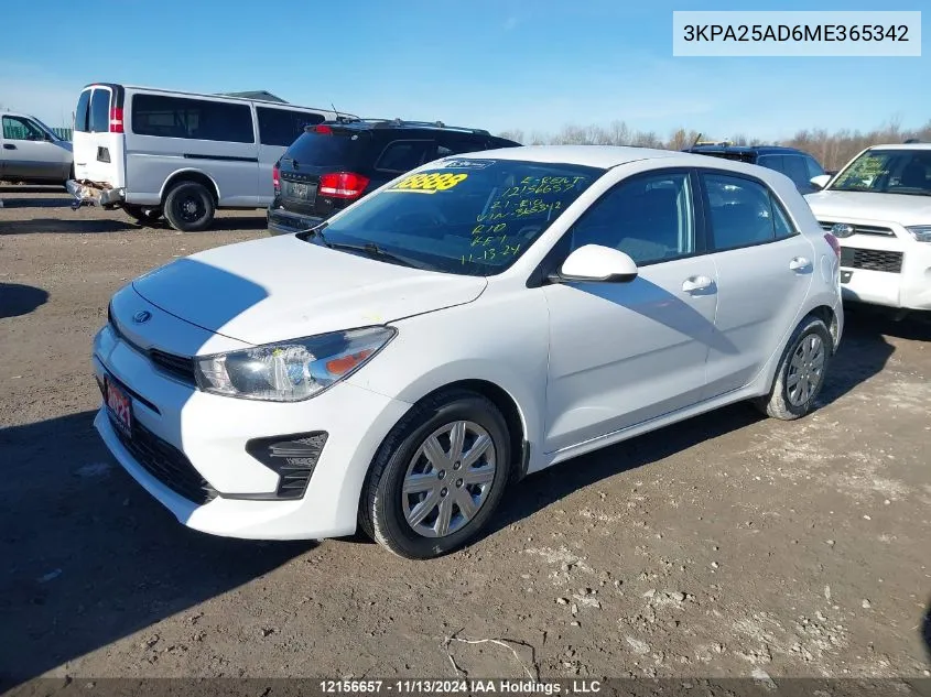 2021 Kia Rio S VIN: 3KPA25AD6ME365342 Lot: 12156657