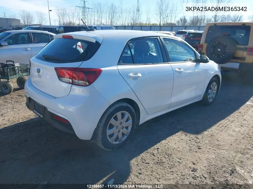 2021 Kia Rio S VIN: 3KPA25AD6ME365342 Lot: 12156657