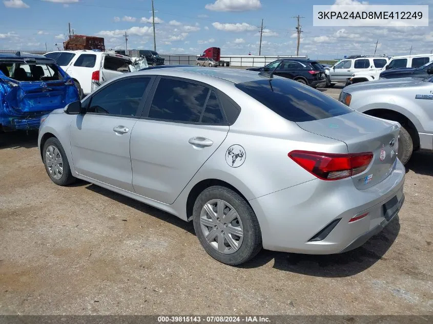 2021 Kia Rio Lx VIN: 3KPA24AD8ME412249 Lot: 39815143