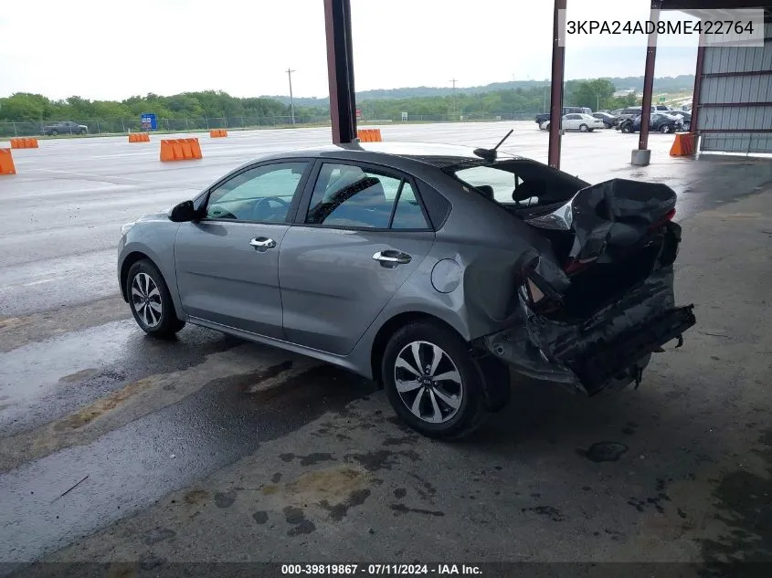 2021 Kia Rio S VIN: 3KPA24AD8ME422764 Lot: 39819867