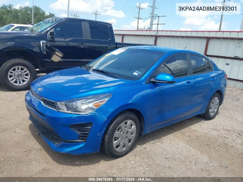 2021 Kia Rio S VIN: 3KPA24AD8ME393301 Lot: 39876265