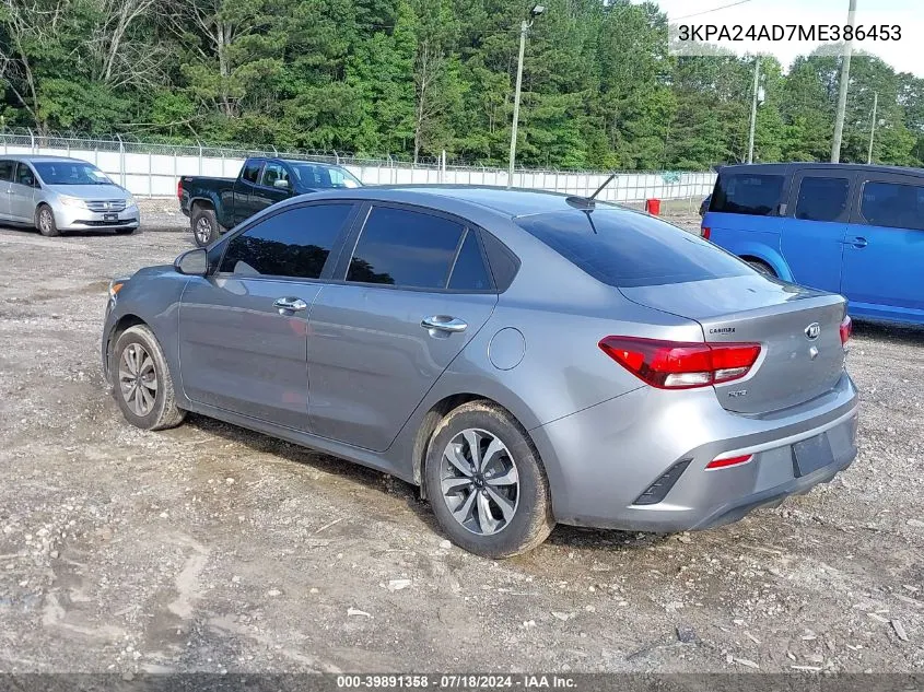 2021 Kia Rio S VIN: 3KPA24AD7ME386453 Lot: 39891358