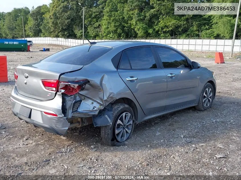 2021 Kia Rio S VIN: 3KPA24AD7ME386453 Lot: 39891358