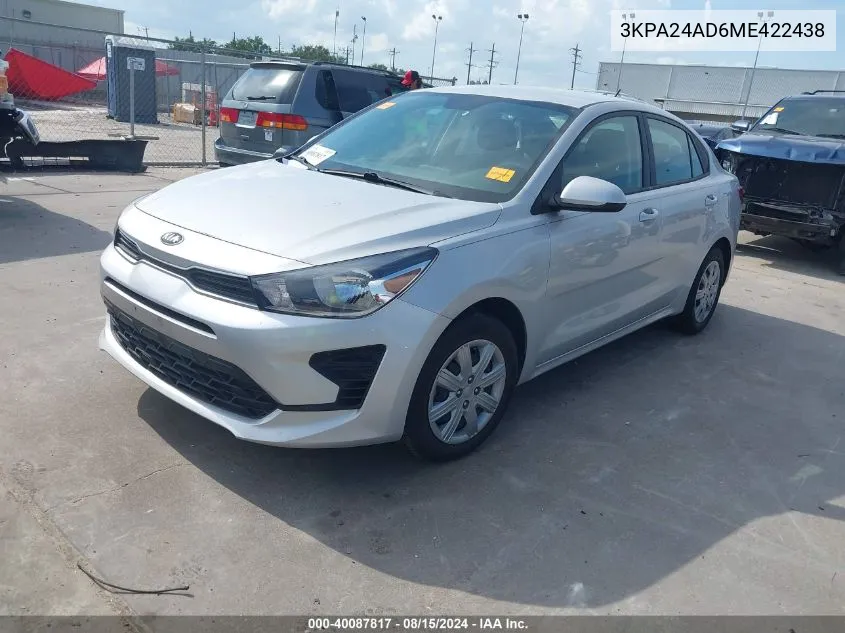 2021 Kia Rio S VIN: 3KPA24AD6ME422438 Lot: 40087817