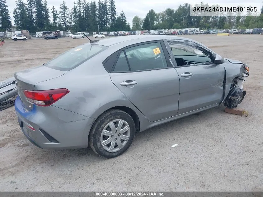 3KPA24AD1ME401965 2021 Kia Rio S