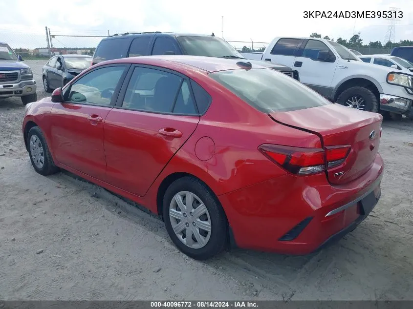 2021 Kia Rio S VIN: 3KPA24AD3ME395313 Lot: 40096772