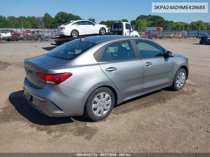 2021 Kia Rio S VIN: 3KPA24AD9ME428685 Lot: 40161732