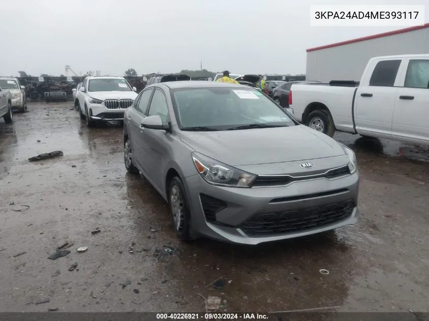 2021 Kia Rio S VIN: 3KPA24AD4ME393117 Lot: 40226921