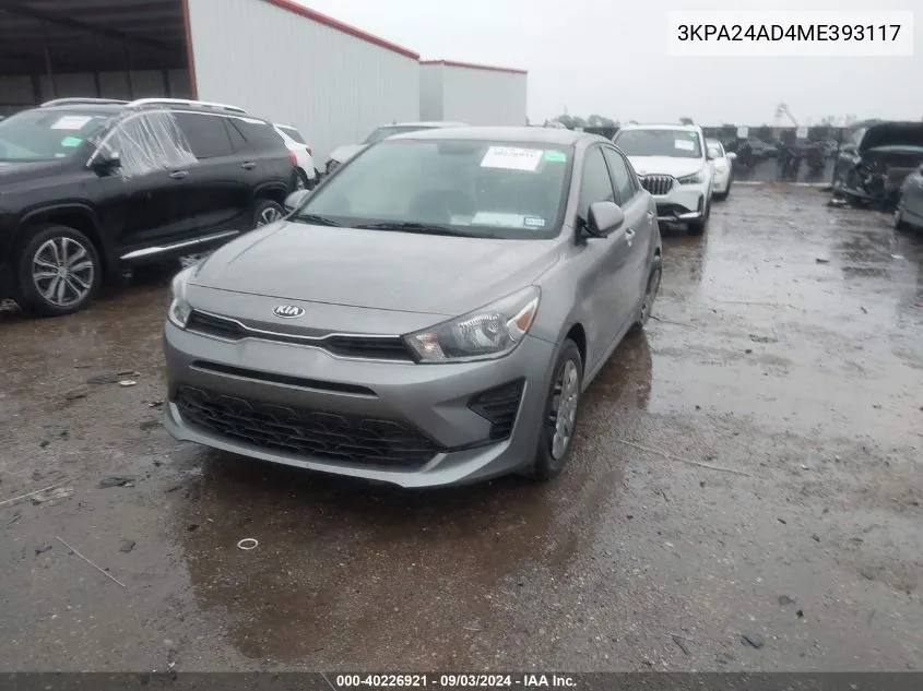 2021 Kia Rio S VIN: 3KPA24AD4ME393117 Lot: 40226921