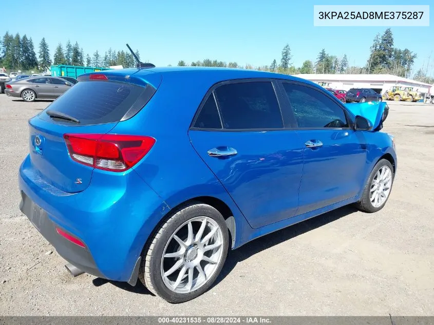 3KPA25AD8ME375287 2021 Kia Rio 5-Door S